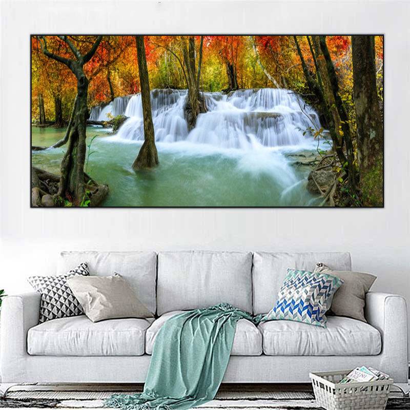 Crimson Cascade Majesty - Layers of Power and Beauty Canvas Art