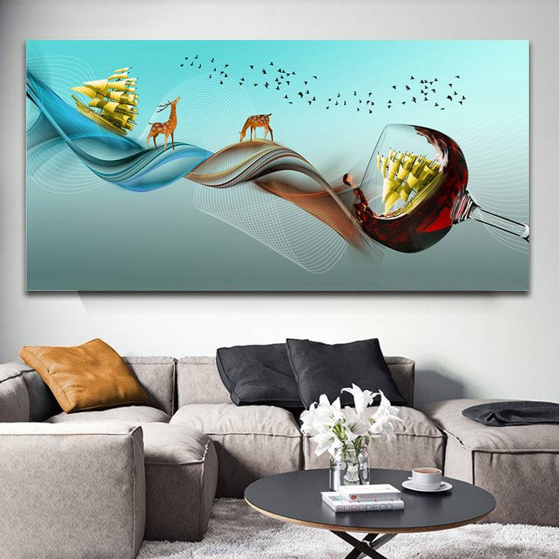 Crimson Voyage of Dreams Canvas Art