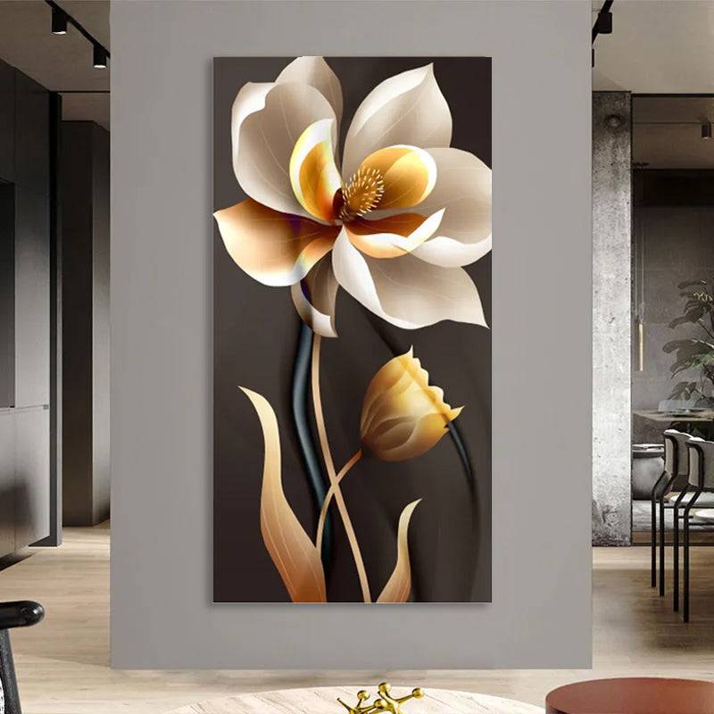 Elegant Beige Bloom Canvas Art