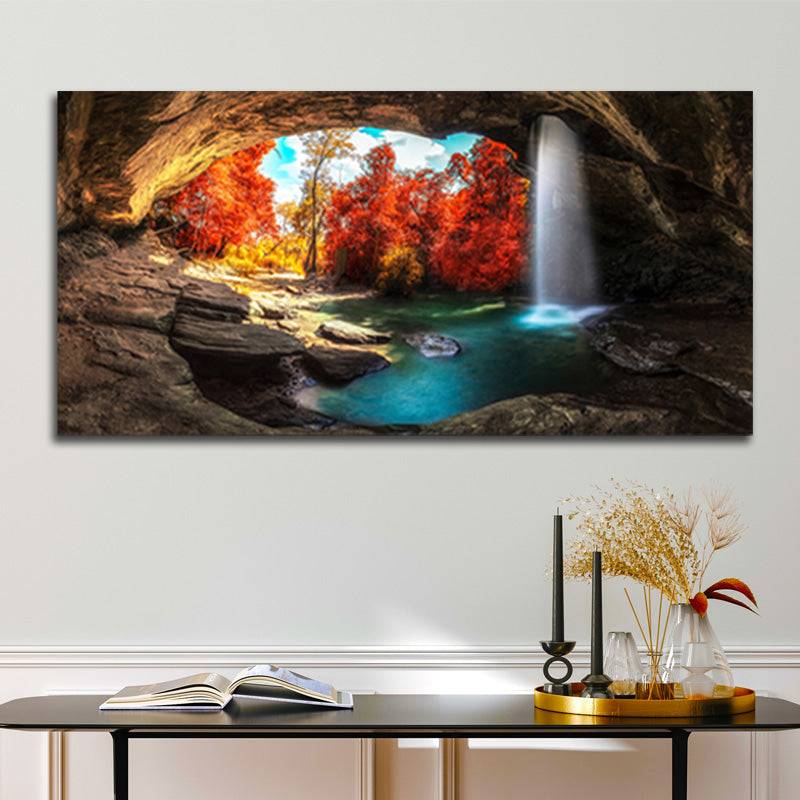 Enchanting Cave Cascade Canvas Art