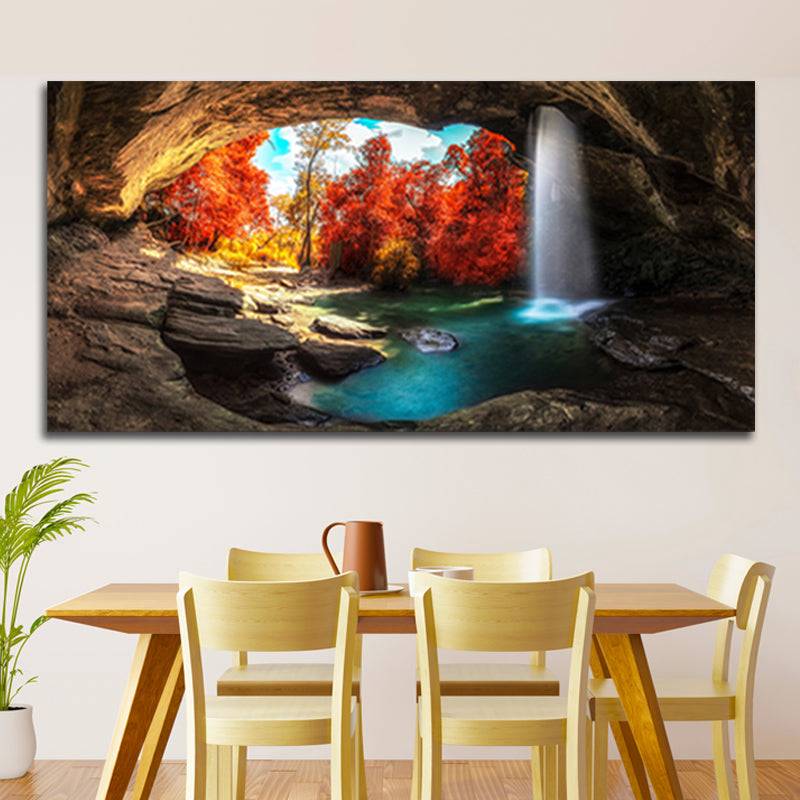 Enchanting Cave Cascade Canvas Art