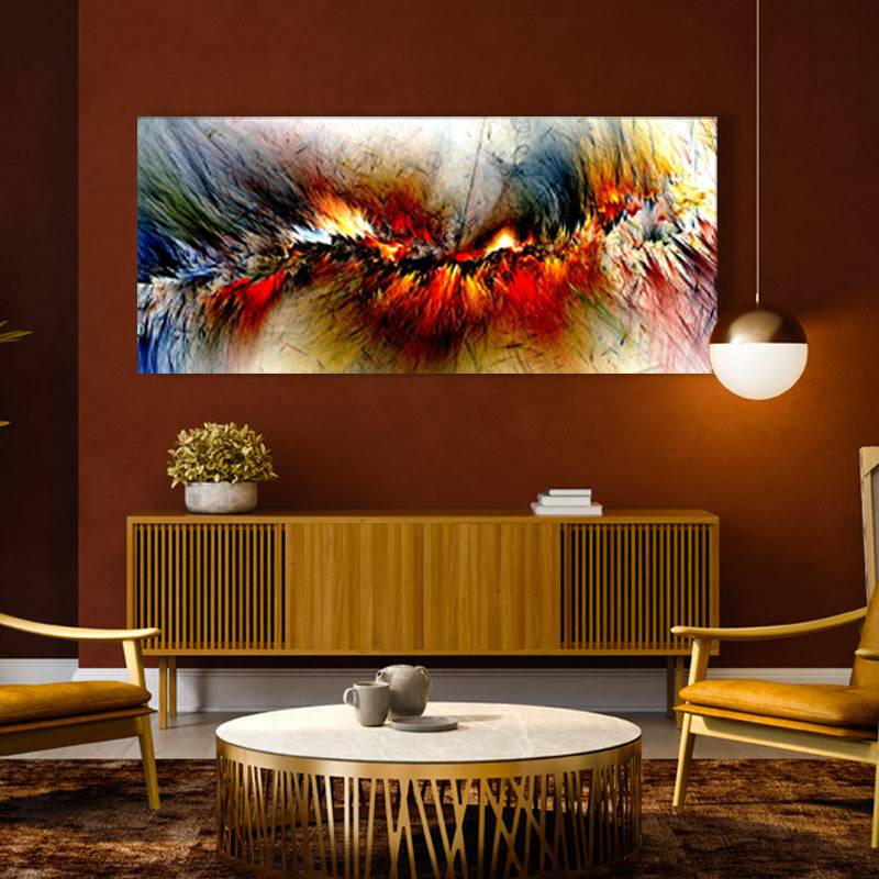 Fiery Gold Nebula Symphony Canvas Art