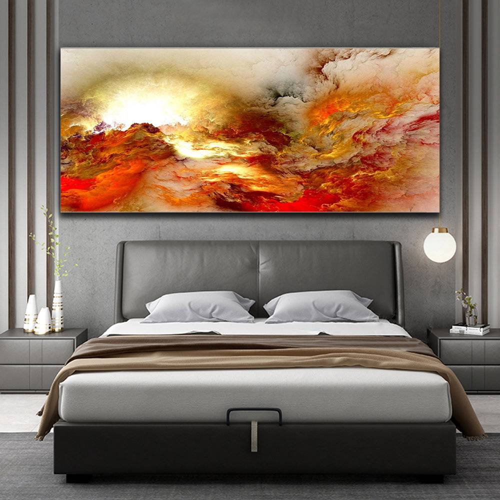 Fiery Nebula Sunburst Canvas Art