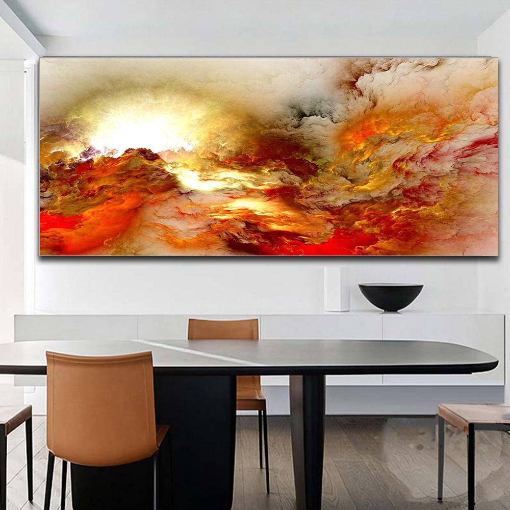 Fiery Nebula Sunburst Canvas Art