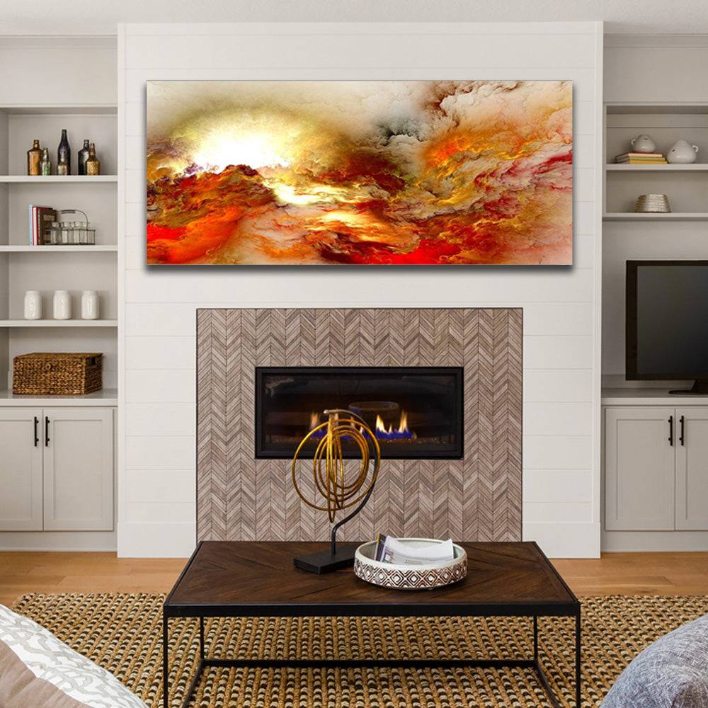 Fiery Nebula Sunburst Canvas Art