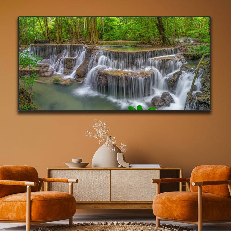 Forest Symphony Falls - Layers of Cascading Tranquility Canvas Art