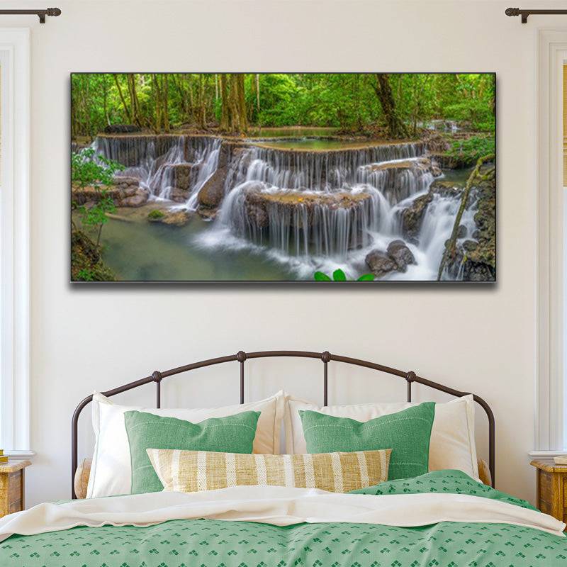 Forest Symphony Falls - Layers of Cascading Tranquility Canvas Art