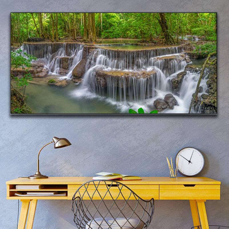 Forest Symphony Falls - Layers of Cascading Tranquility Canvas Art