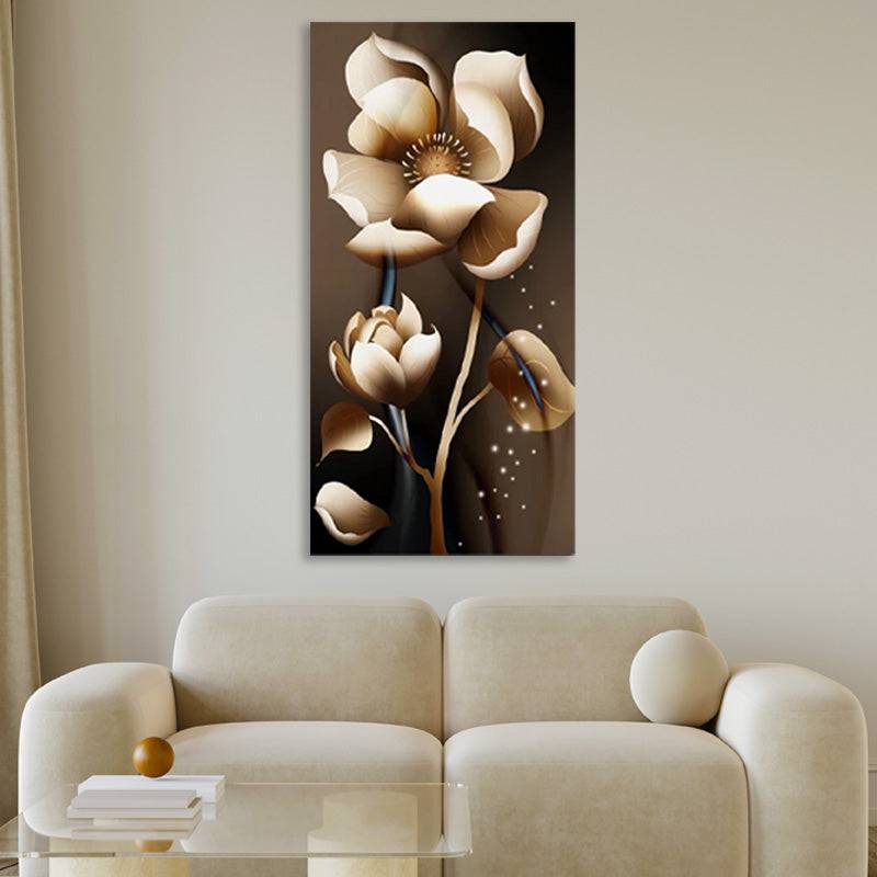 Gilded Beige Petal Dance Canvas Art