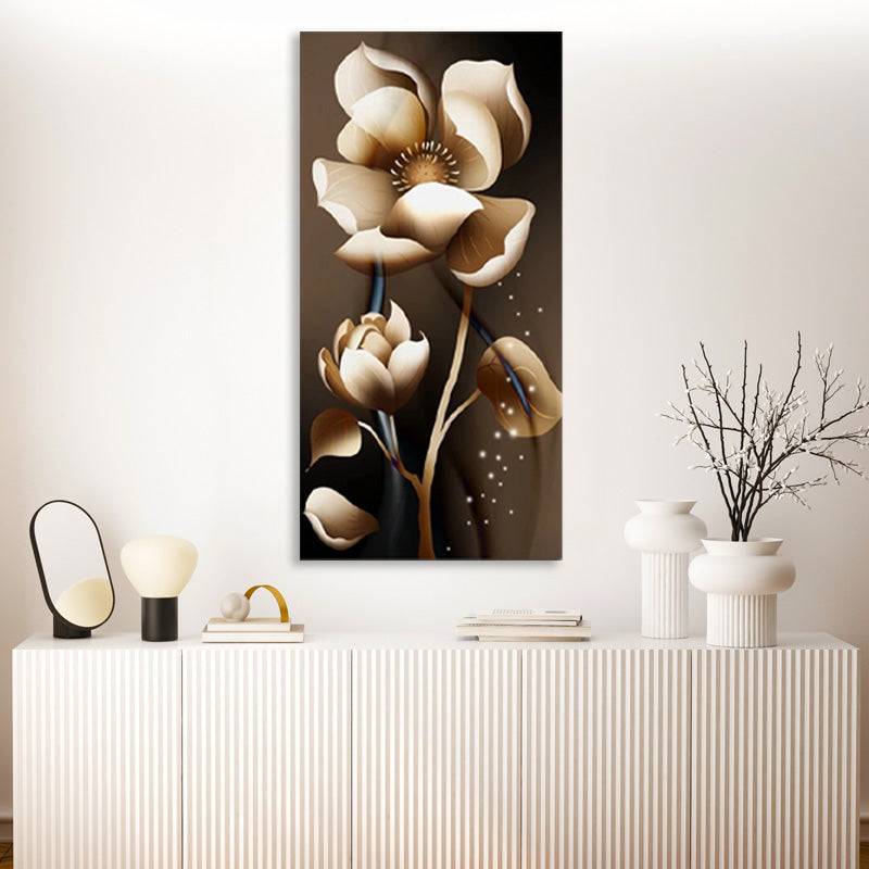 Gilded Beige Petal Dance Canvas Art