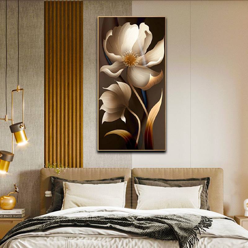 Golden-Streaked Beige Bloom Canvas Art