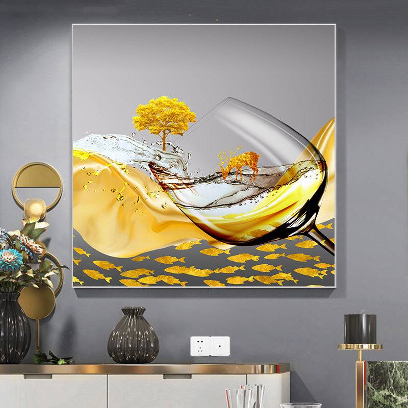 Golden Aquatic Elegance Canvas Art