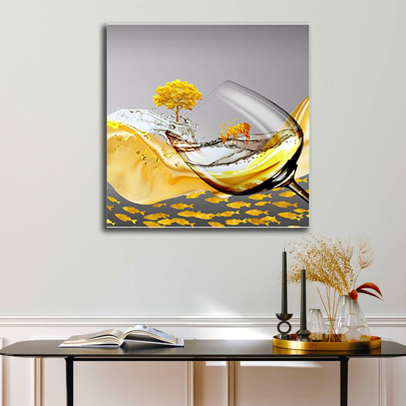 Golden Aquatic Elegance Canvas Art