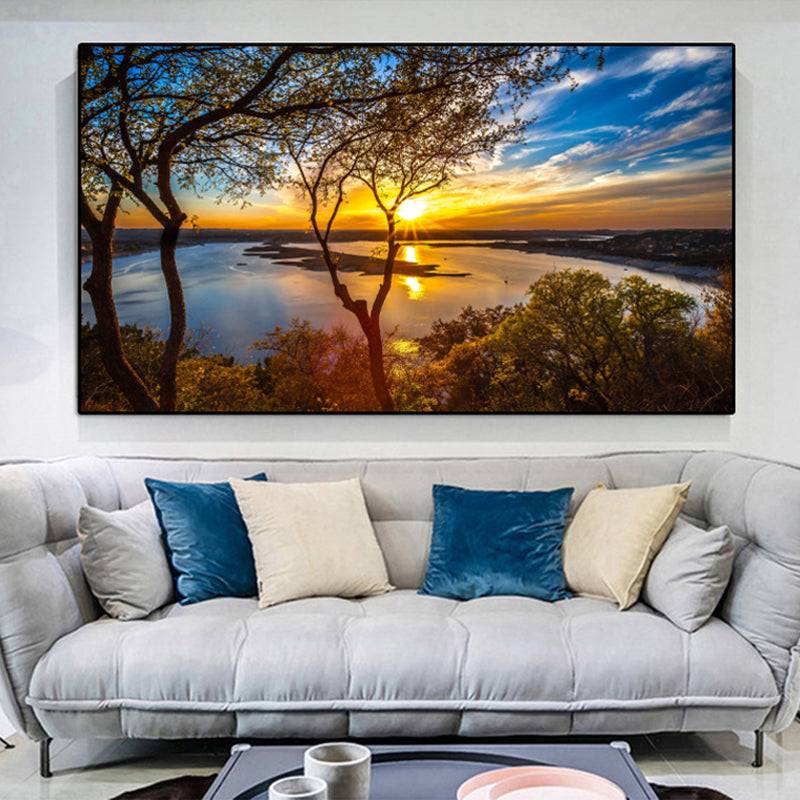 Golden Forest Sunset Serenade Canvas Art