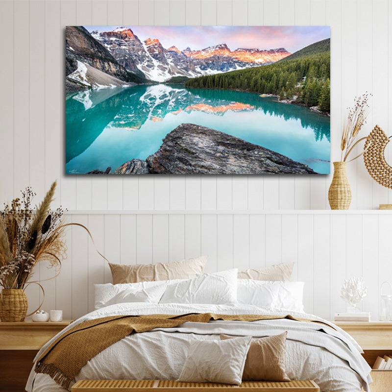 Golden Peaks Reflection Canvas Art