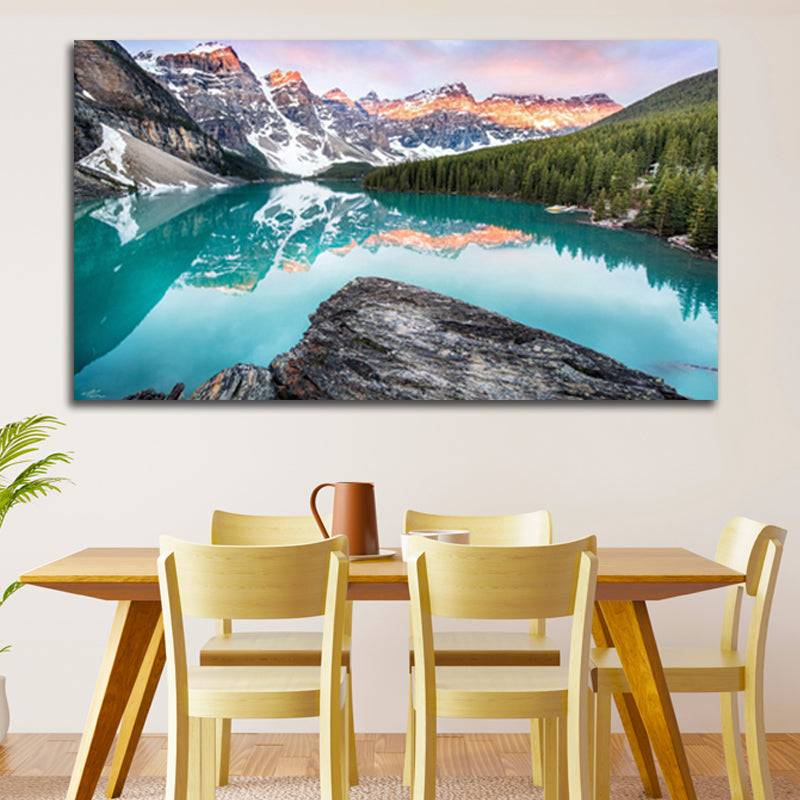 Golden Peaks Reflection Canvas Art