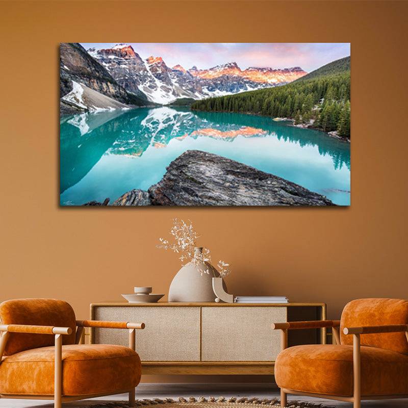 Golden Peaks Reflection Canvas Art