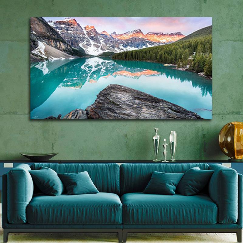 Golden Peaks Reflection Canvas Art