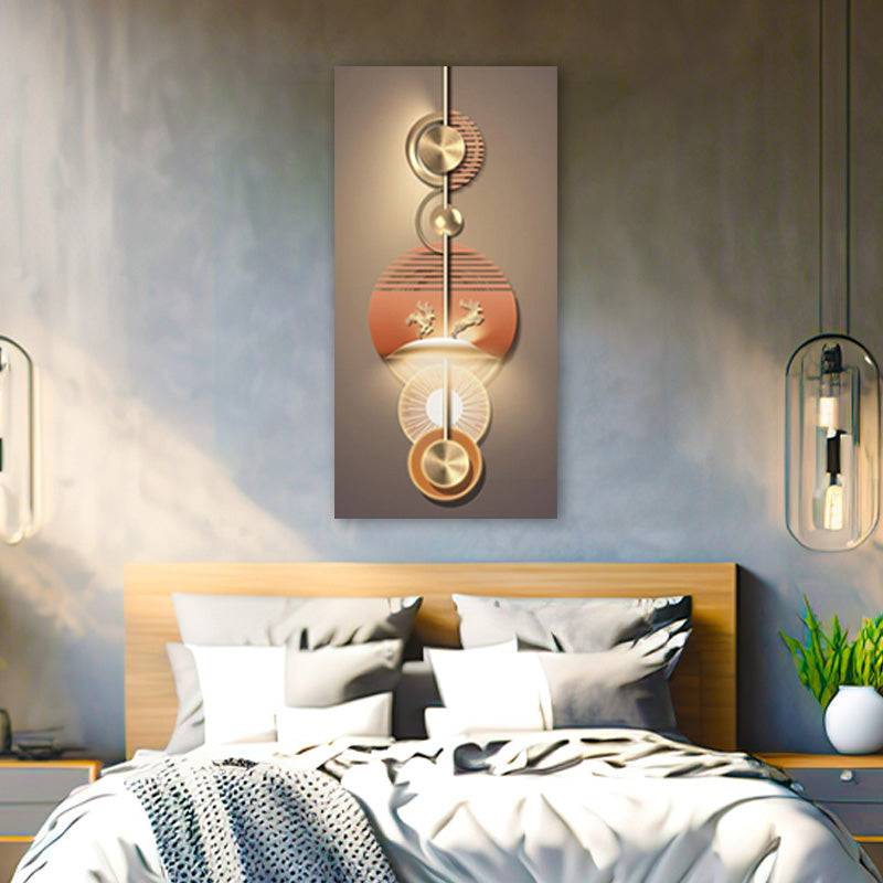 Golden Reindeer Leaps Canvas Art