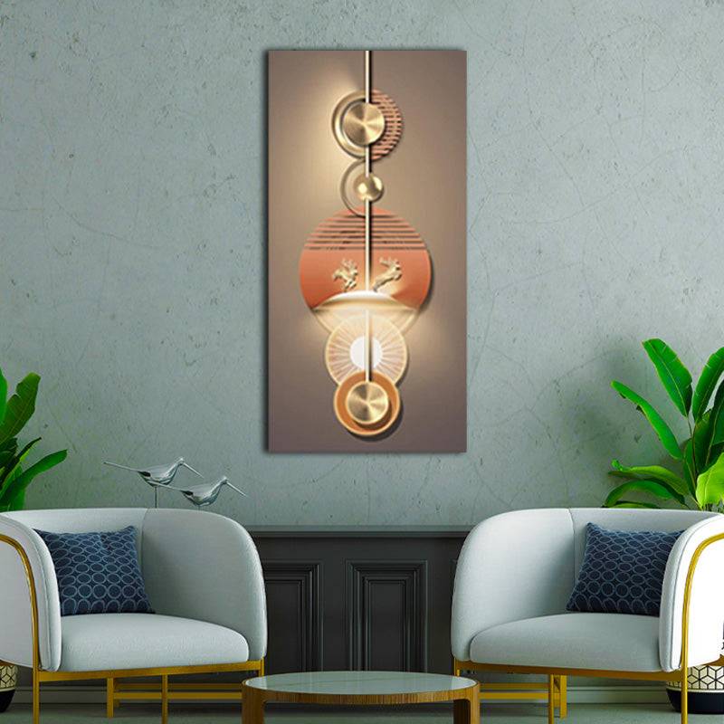 Golden Reindeer Leaps Canvas Art