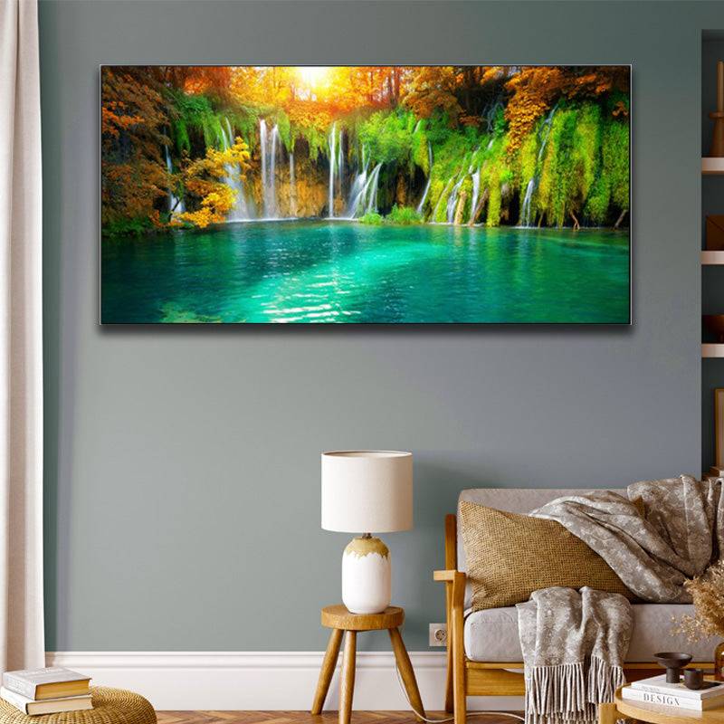 Golden Reverie - Waterfalls' Dance in Serenity Canvas Art