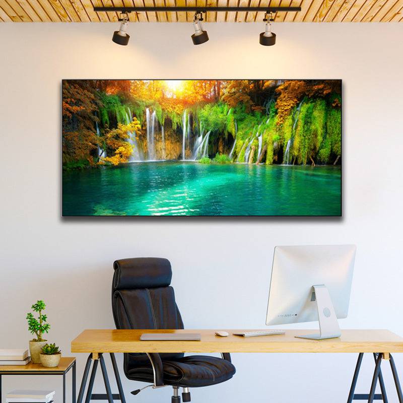 Golden Reverie - Waterfalls' Dance in Serenity Canvas Art