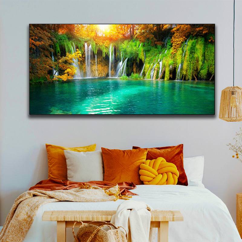 Golden Reverie - Waterfalls' Dance in Serenity Canvas Art