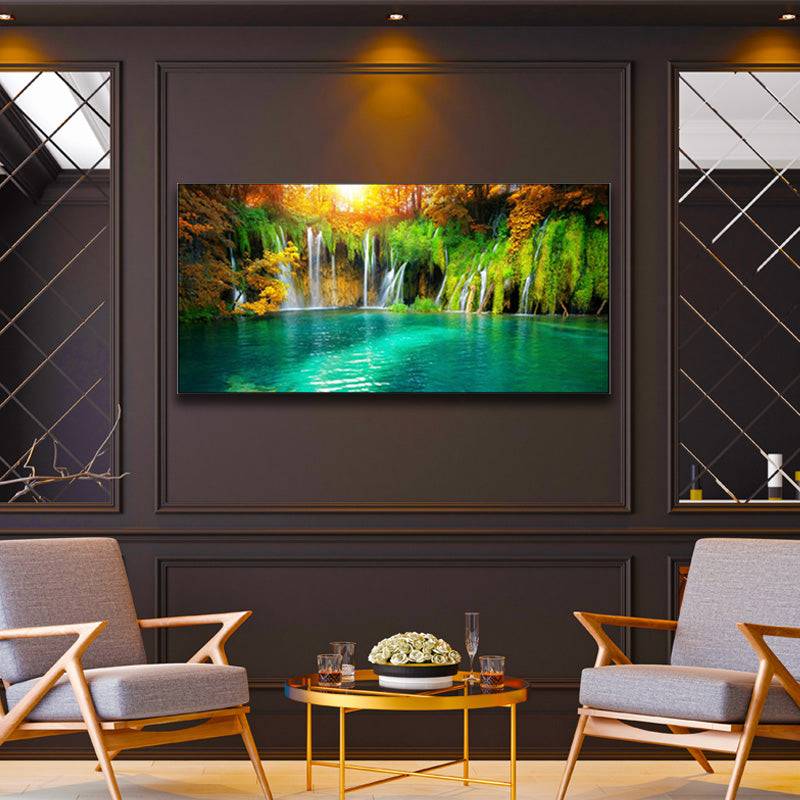 Golden Reverie - Waterfalls' Dance in Serenity Canvas Art