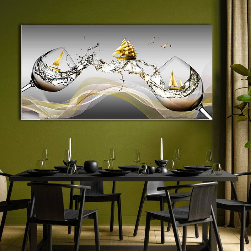 Golden Seafaring Symphony Canvas Art