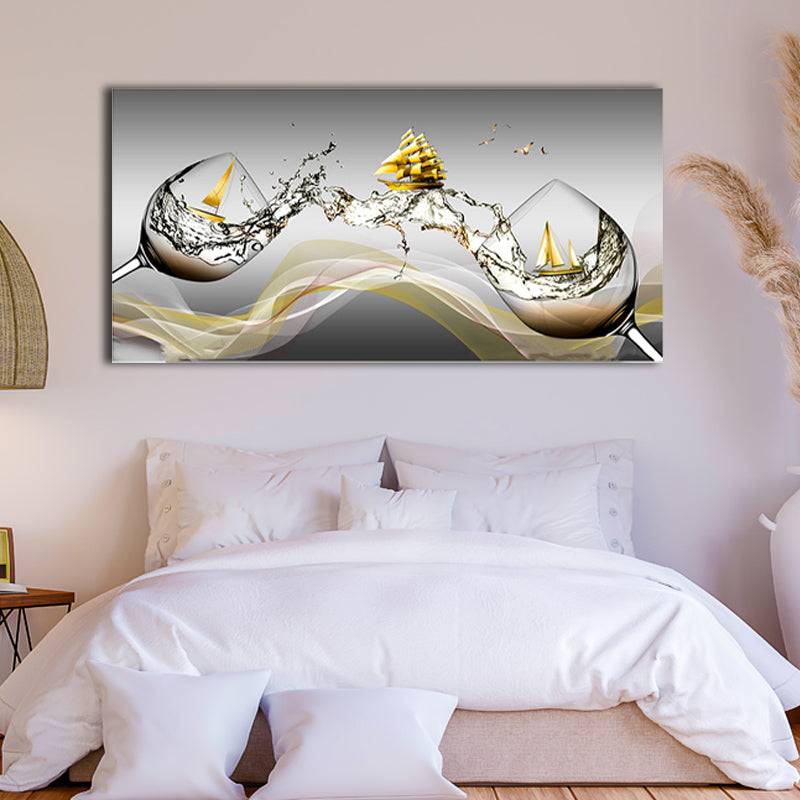 Golden Seafaring Symphony Canvas Art