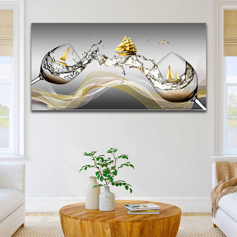 Golden Seafaring Symphony Canvas Art