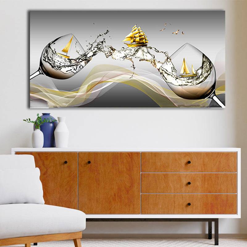 Golden Seafaring Symphony Canvas Art