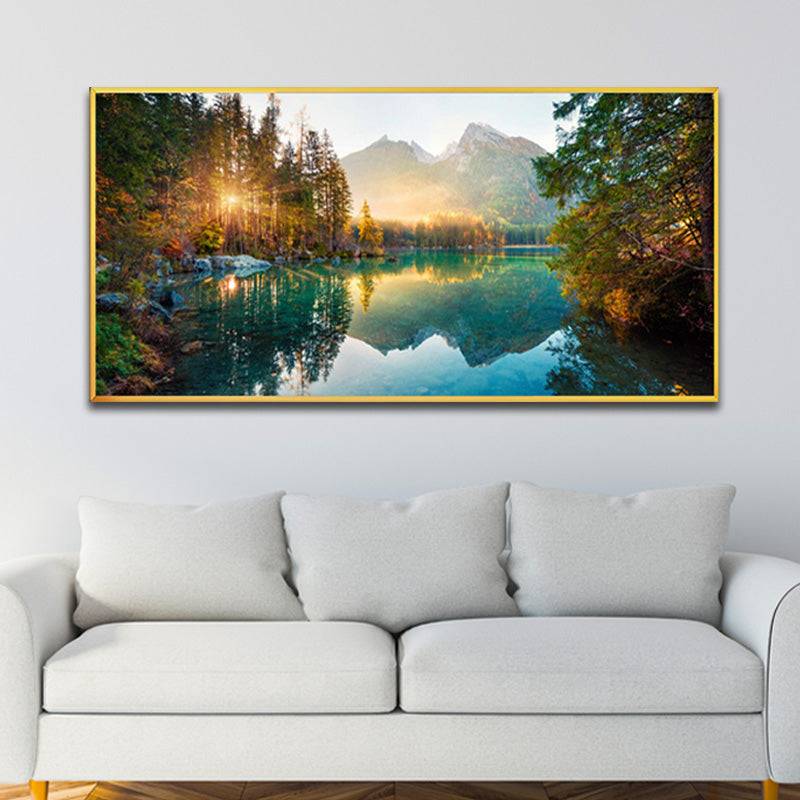 Golden Serenity Reflection Canvas Art