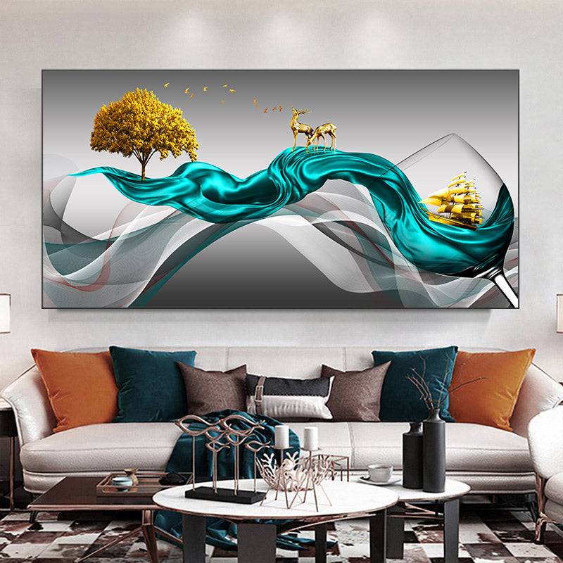 Golden Serenity Voyage Canvas Art