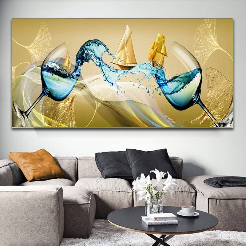 Golden Splash Symphony Canvas Art