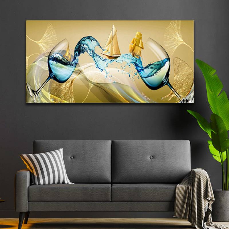 Golden Splash Symphony Canvas Art