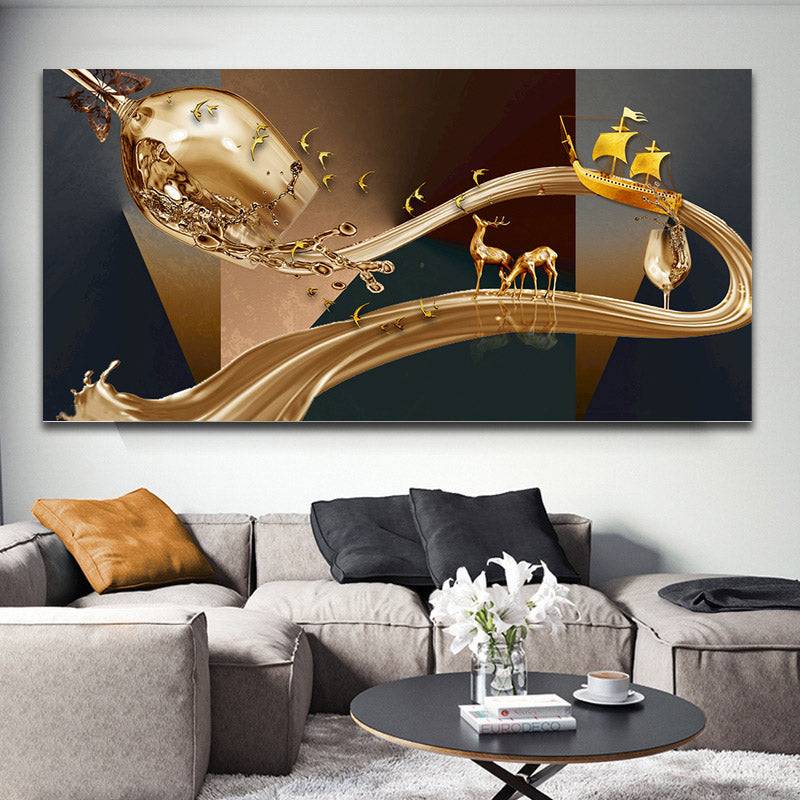 Golden Tide Journey Canvas Art