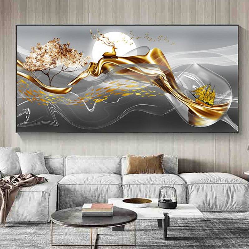 Golden Tide Symphony Canvas Art