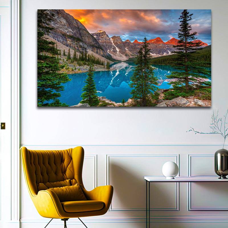 Mountain Glow Lake Canvas Art