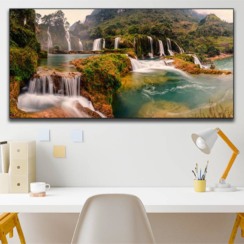 Mountain's Melody - Waterfalls' Serenade in Nature's Embrace Canvas Art