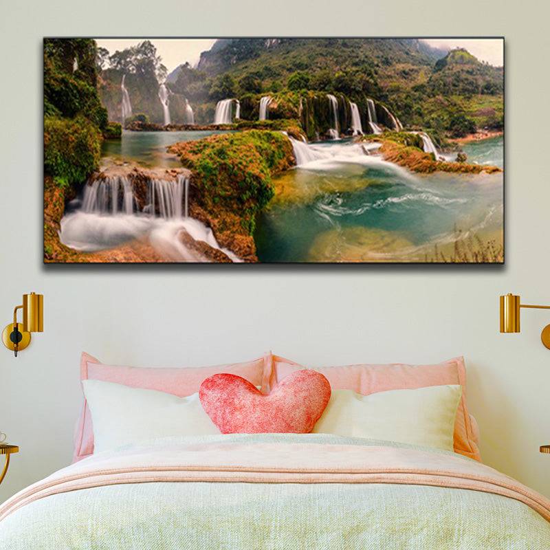 Mountain's Melody - Waterfalls' Serenade in Nature's Embrace Canvas Art