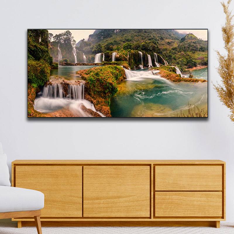 Mountain's Melody - Waterfalls' Serenade in Nature's Embrace Canvas Art