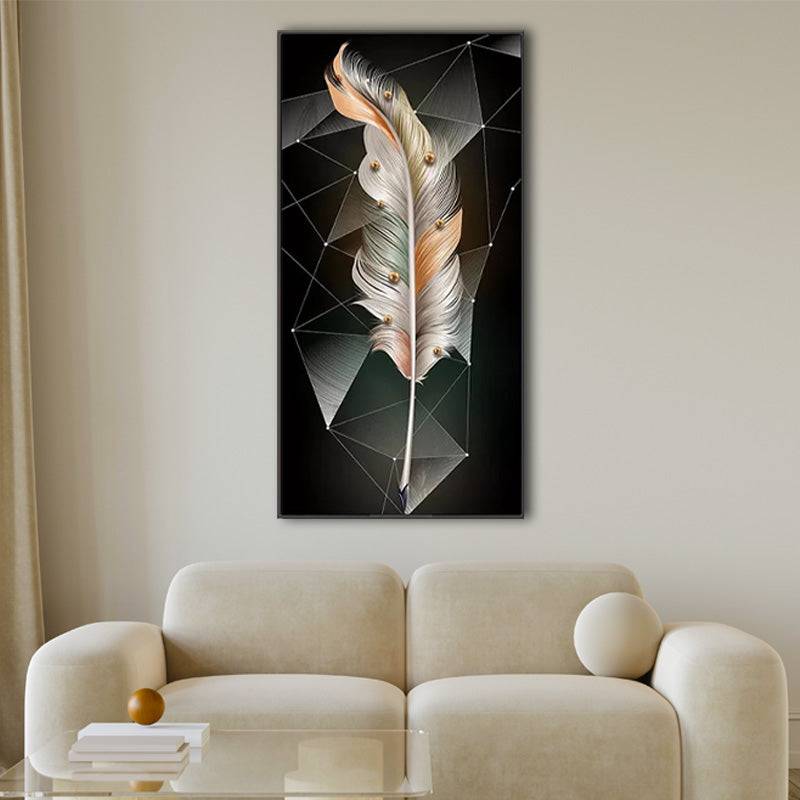 Multicoloured Feathered Triangular Symphony Canvas Art