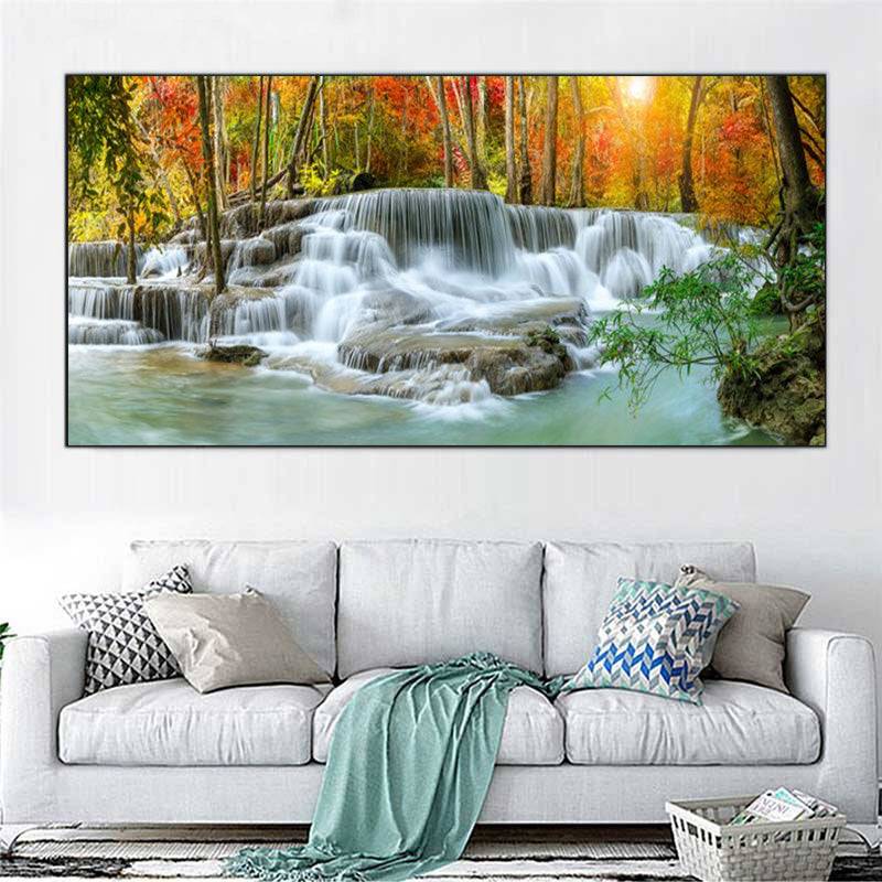 Nature's Fury and Grace-Sun-Kissed Plunge Canvas Art