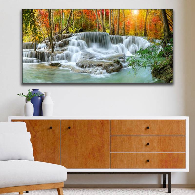 Nature's Fury and Grace-Sun-Kissed Plunge Canvas Art