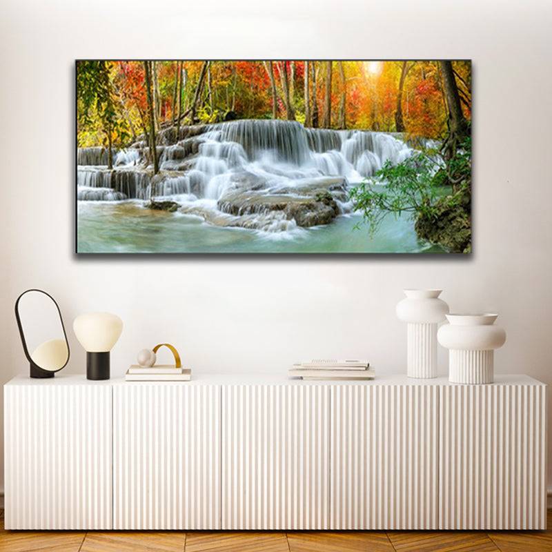 Nature's Fury and Grace-Sun-Kissed Plunge Canvas Art