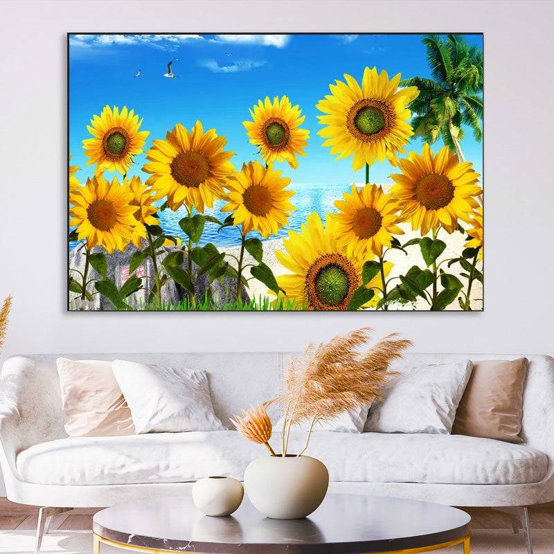 Seaside Sunflower Symphony Canvas Art