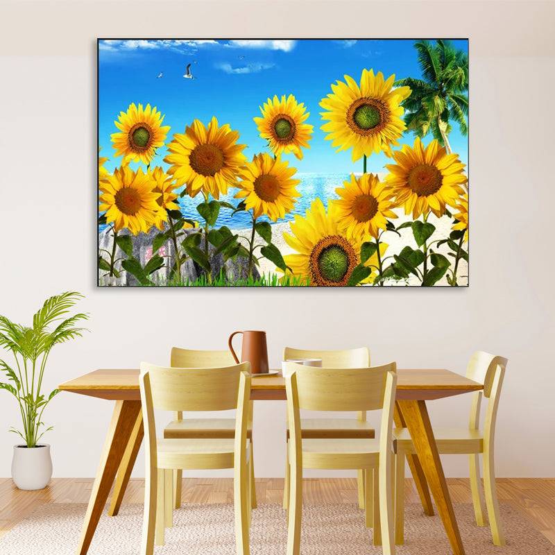 Seaside Sunflower Symphony Canvas Art