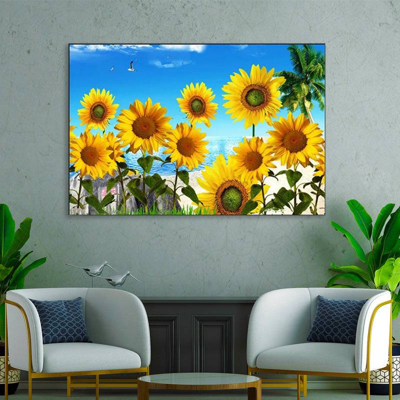 Seaside Sunflower Symphony Canvas Art