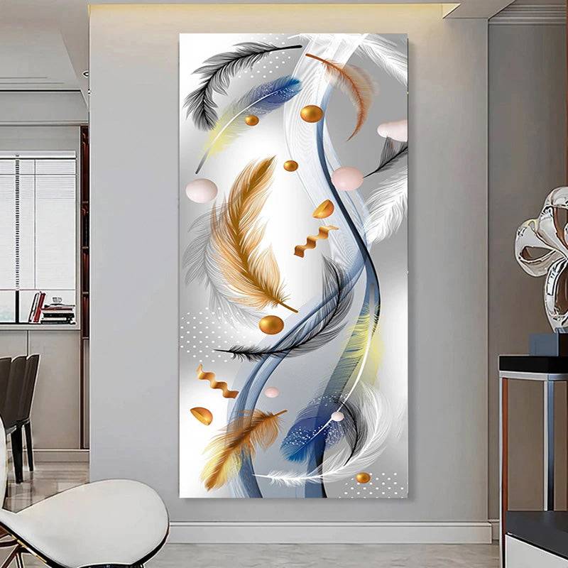 Serene Feather Cascade Canvas Art